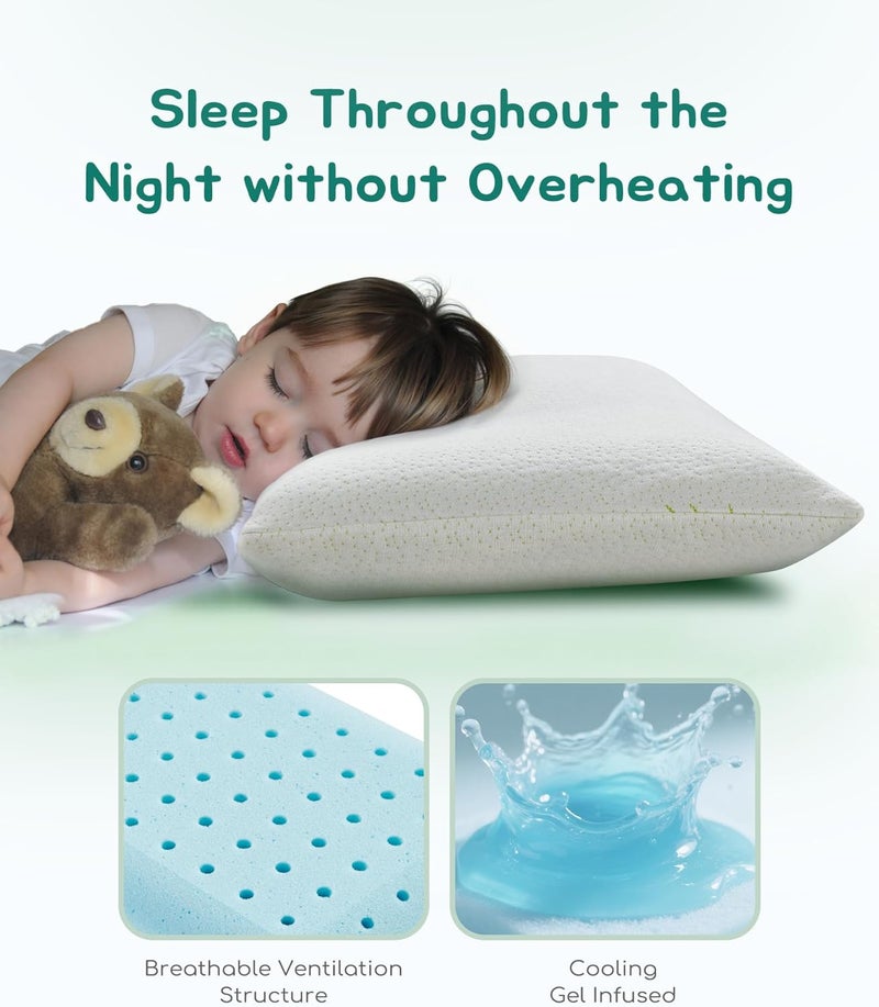 ATTABABY Toddler Pillow, Adjustable Memory Foam Small Pillow for Toddler 2 Years & Above, 13” x 18” Mini Size for Kid Sleeping, Napping or Traveling, Washable No Zipper Pillowcase, Green - Image 3